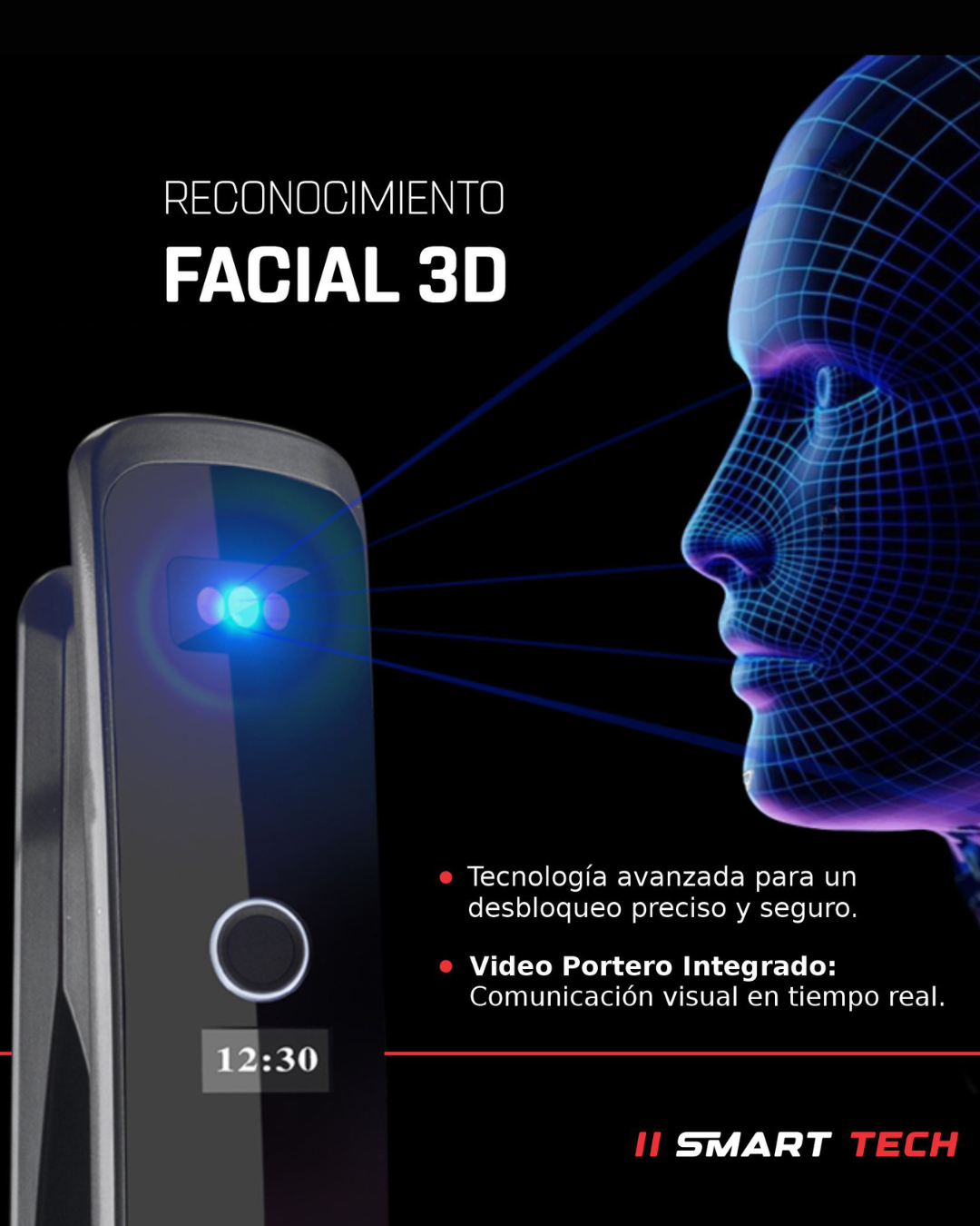 SM-19 Biometric Lock with 3D facial recognition technology and smart security features for precise access control