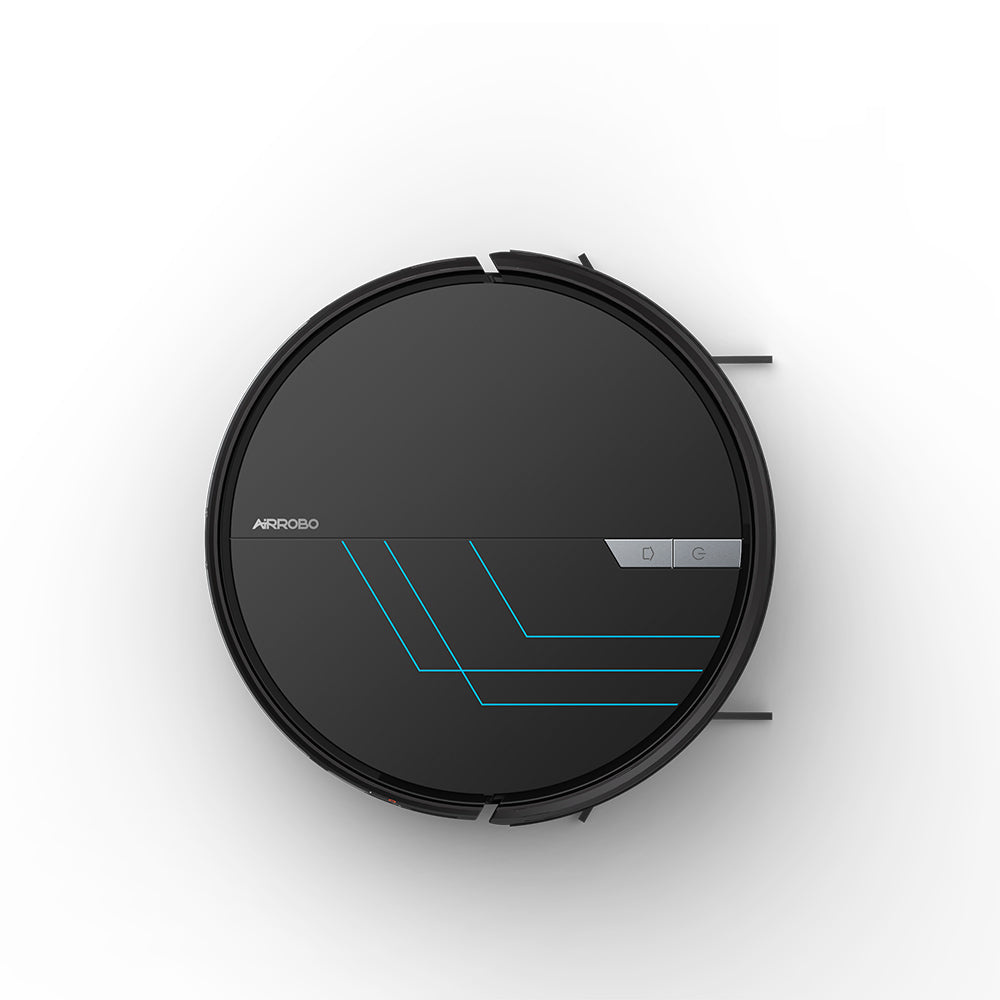 ROBOT SLIM ASIPIRADOR AIROBO, a sleek circular vacuum with distinctive blue lines, designed for efficient cleaning.