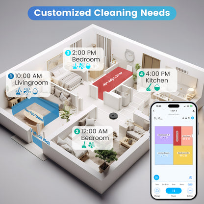 Robot aspirador AIRROBO displayed on a smart home app interface, highlighting its integration with home automation features.