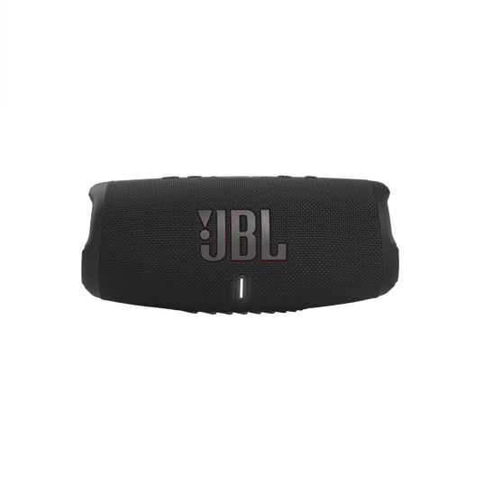 JBL Charge 5 portable wireless speaker in black with textured surface and prominent JBL logo on front